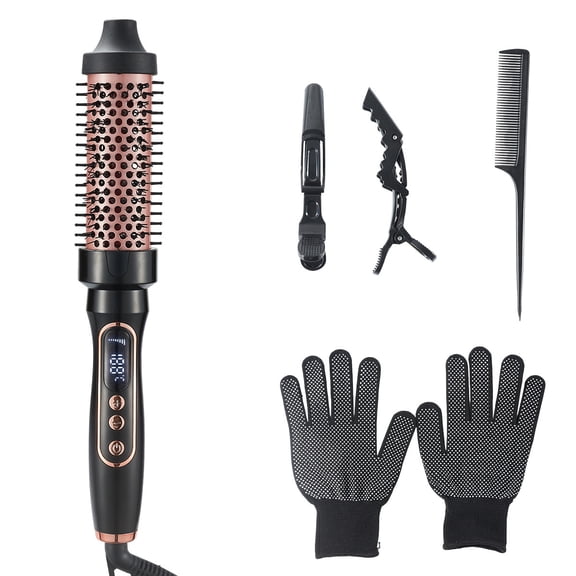 CNV Professional 2-in-1 Infrared Heated Round Brush Hair Styler, Ceramic Tourmaline Thermal Comb for Root Lift and Volume, 10 Precise Heat Levels with LCD