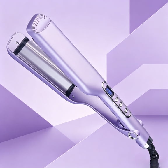 CNV Professional 3-Barrel Hair Curler, Ceramic Triple Barrel Waver with Adjustable Temp & Fast Heat, Styling Tool for Mermaid Waves and Deep Ripple Hair PURPLE