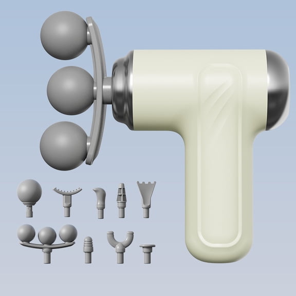 CNV Professional 3-Node Mini Massage Gun with 9 Interchangeable Heads, Triple-Head Percussion Massager for Full Body Muscle Recovery, Handheld Wellness Kit