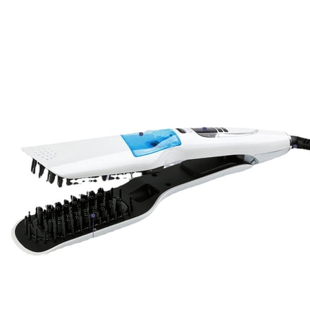 CNV Professional 31mm Steam Hair Straightener with Ceramic Tourmaline Plates, Salon-Grade Ionic Flat Iron with Integrated Comb Teeth for Deep Hydration, Intelligent Temp Control, White
