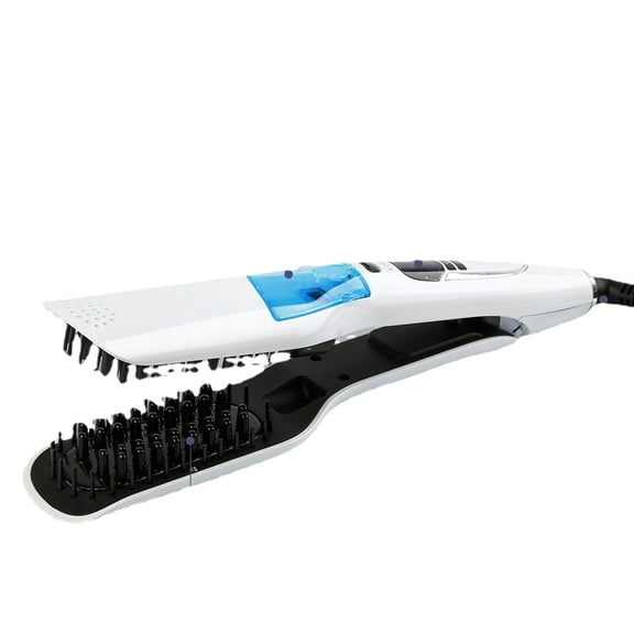 CNV Professional 31mm Steam Hair Straightener with Ceramic Tourmaline Plates, Salon-Grade Ionic Flat Iron with Integrated Comb Teeth for Deep Hydration, Intelligent Temp Control, White