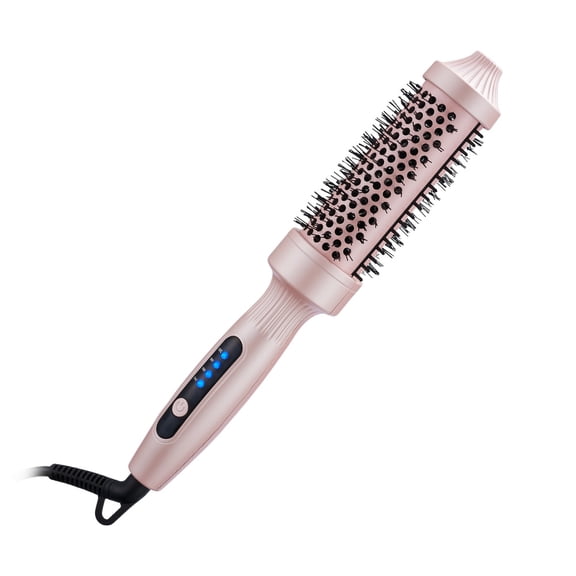 CNV Professional 32mm Heated Volumizing Hair Brush, 2-in-1 Ceramic Styler for Curls and Straightening, Anti-Scald Hot Comb with LCD Temperature Display