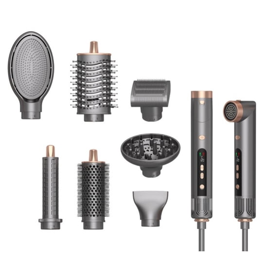 CNV Professional 7-in-1 High-Speed Air Styler Set with Negative Ion Technology, Multi-Functional Hair Dryer Brush and Volumizer Kit, Fast Drying Salon Tool with Interchangeable Attachments