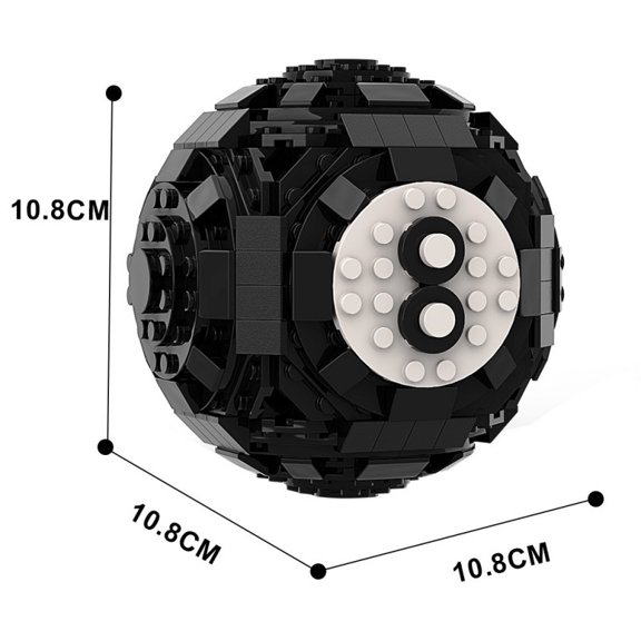 CNV Professional 8-Ball Billiards Building Blocks Set, 266 PCS Creative 3D Spherical Model for Desktop Decoration, Pool Ball Construction Toy for Adults and Teens, Black