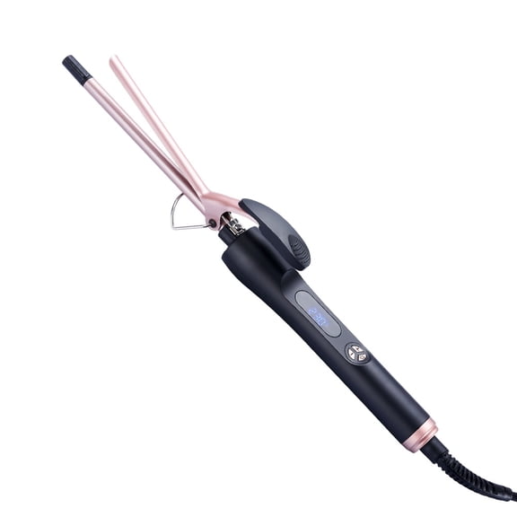 CNV Professional 9mm Skinny Curling Iron with Ceramic Tourmaline Barrel, 3/8 Inch Pencil Hair Wand for Small Defined Corkscrew Curls, Digital LCD Temp Control, Black