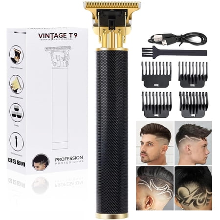 CNV Professional Gold Skeleton Trimmer for Barbers, Rechargeable Metal Edgers Clipper for Close Cutting, Zero Gapped Baldhead Shaver with Guide Combs, Gift for Him