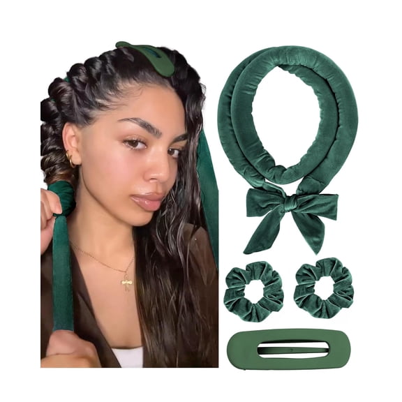 CNV Professional Heatless Hair Curler Set, Super Soft Satin Curling Rod for Natural Overnight Sleeping Curls, Damage-Free DIY Hair Styling Kit with Scrunchies and Clip for Long Hair, Pink