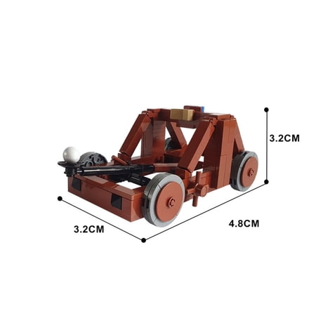 CNV Professional Medieval Siege Catapult Building Blocks Set, 187 PCS Historical War Weapon Model with Moving Parts, DIY Ancient Army Construction Toy for Kids and Adults, Brown