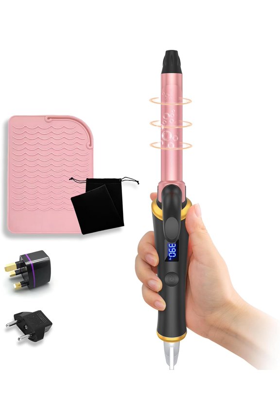 Professional Mini Ceramic Curling Iron for Short Hair and Bangs, 1/2 Inch Small Barrel Hair Curler with LCD Display, Precision Styling Wand for Men's Beards and Pixie Cuts