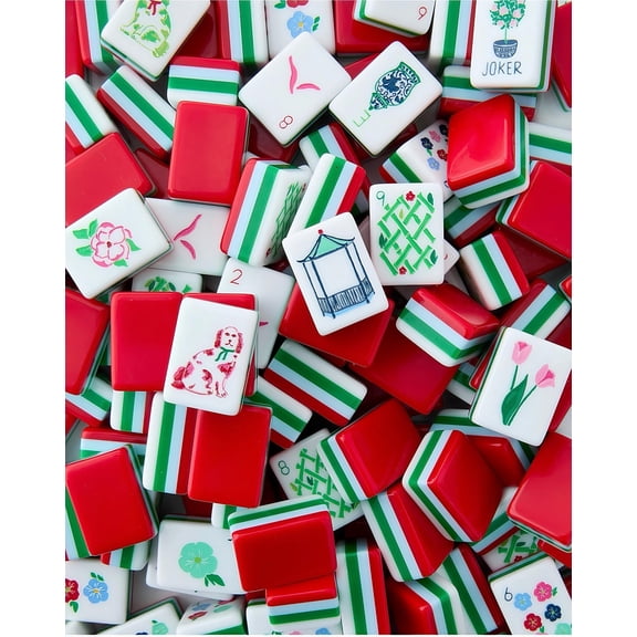 CNV Red American Mahjong Foldable Portable 4-Layer Acrylic Tiles with 160 Cards Engraved Luxury Game & Christmas Gift Idea