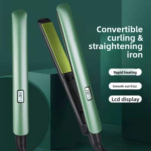 CNV Sleek 2-in-1 Ceramic Hair Straightener and Curler with Digital LCD Screen, 10 Precise Heat Settings Flat Iron for Frizz-Free Smoothing, Forest Green