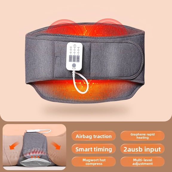 CNV Smart Air Compression Waist Massager with Soothing Heat, Rechargeable Abdominal Wellness Belt with Digital Controller, Portable Thermal Wrap for Daily Comfort