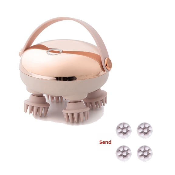 CNV Smart Handheld Scalp Massager with Red Light Tech, 3-in-1 Electric Head Relaxer with Rhythmic Kneading for Deep Cleansing, USB Rechargeable, Champagne Gold