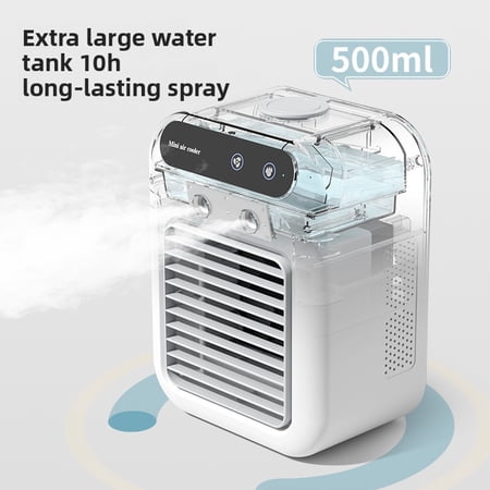 CNV Smart Personal Evaporative Air Cooler with 500ml Large Water Tank, Portable Desktop Cooling Fan with 10H Continuous Mist, USB Rechargeable Mini Humidifier Fan