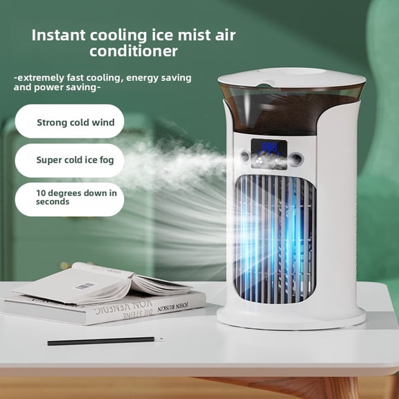 CNV Smart USB Desktop Air Cooler with Ice Mist Technology, 3-in-1 Portable Humidifying Fan with Digital LCD Display and Multi-Speed Control, Quiet Personal Oasis