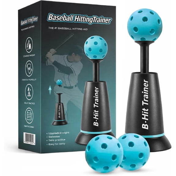 CNV Tee Baseball Training Set, Pop Up Hitting Trainer with 3 Balls, Pop Up Tee for Solo Batting Practice, Hand Eye Coordination Baseball Popper for Kids Youth,Backyard Sports Gift