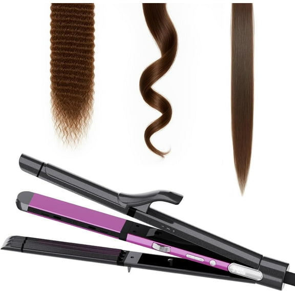 CNV The Ultimate All-in-One Hair Styling Tool, Versatile 3-in-1 Styler for Straightening, Curling, and Crimping, Dual Voltage Ceramic Flat Iron