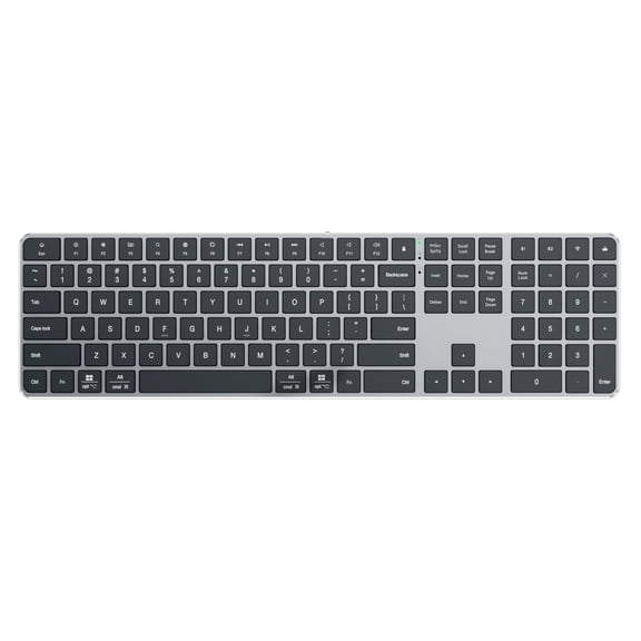 CNV Tri-Mode Ultra-Thin Wireless Bluetooth Keyboard with Scissor Switch, Full-Size Slim Keyboard with Numeric Keypad for Mac and Windows