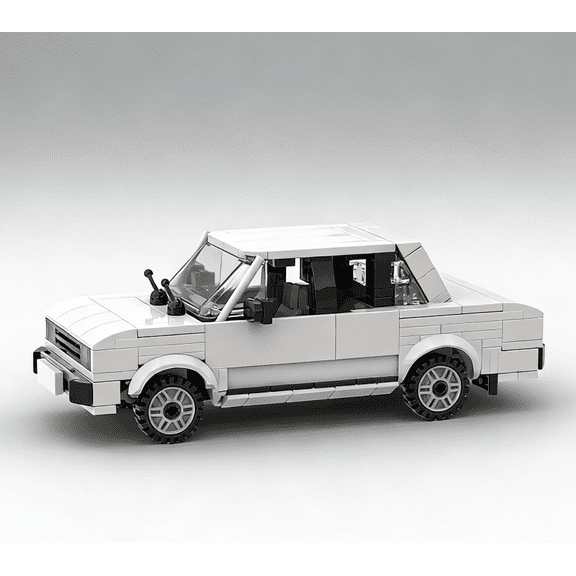 CNV VAZ "Lada" 2105 Building Blocks, White Classic Car with Opening Doors, Compatible with Major Building Bricks, Kids Car Toy