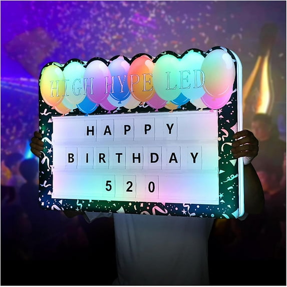CNV VIP Bottle Service Sign for Clubs Bar Party, LED Letter Bottle Presenter, Handheld Light Box Sign Kit with 52 Letters, 20 Number Cards