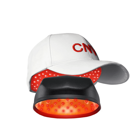 CNV Wearable Red Light Cap for Scalp Wellness, Discreet Hands-Free Light Device with Flexible Insert for At-Home Hair Care Routines, Portable & Rechargeable, White(108D)