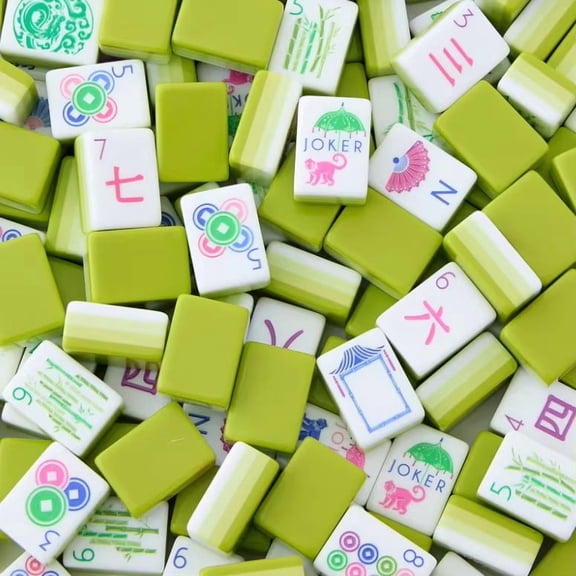 CNV American Mahjong Set with 166 Tiles, 4-Layer Apple Green Acrylic Construction, Vibrant Tabletop Game for Social Parties and Gifting,