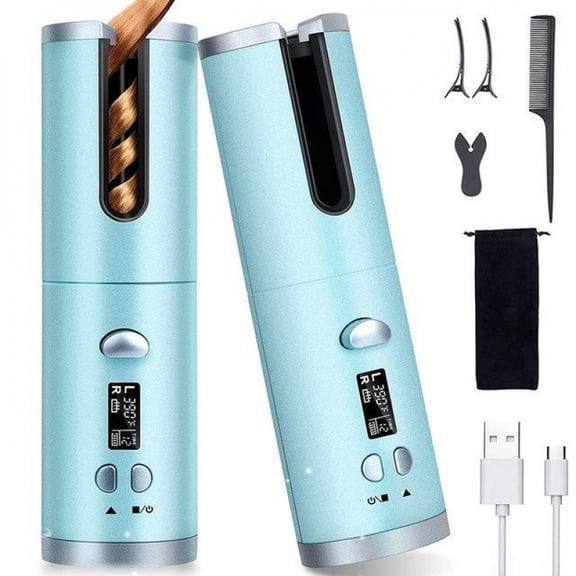 CNV Wireless Automatic Ceramic Hair Curler, Intelligent Rotating Hair Styling Wand for Instant Curls and Waves, Portable Auto Curling Iron with Anti-Tangle Design for Travel and Home
