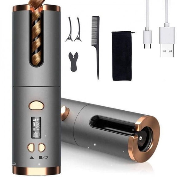 CNV Wireless Automatic Ceramic Hair Curler, Intelligent Rotating Hair Styling Wand for Instant Curls and Waves, Portable Auto Curling Iron with Anti-Tangle Design for Travel and Home