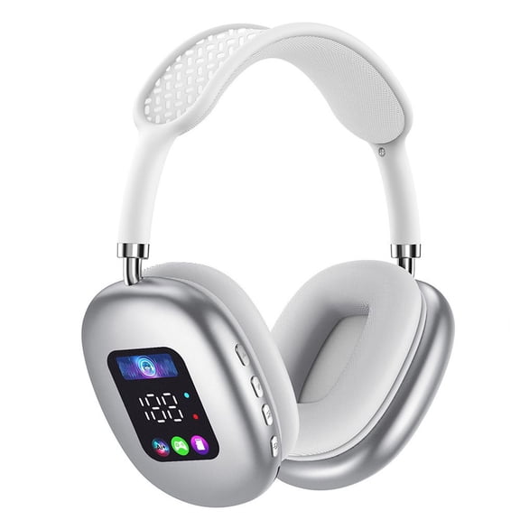 CNV Wireless Over-Ear Bluetooth Headphones with Integrated LED Digital Display, Hi-Fi Stereo Headset with RGB Lighting