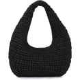 thumbnail image 1 of CNV Women Hand Carry Only Straw Bag, Crescent Summer Beach Purse, Soft Faux Straw Tote 2025, 1 of 12