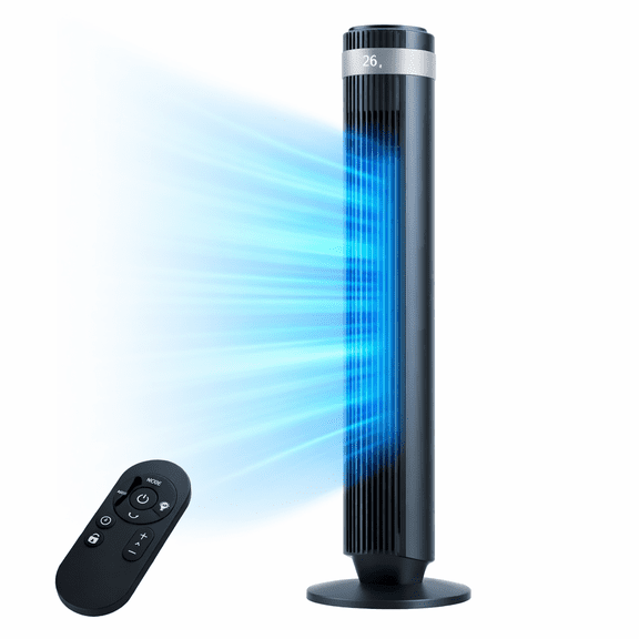 CNVIV Quiet Tower Fan for Bedroom, 28dB Ultra Silent Cooling Fan with 12H Timer, 64 Oscillation, Smart Auto Mode, Bladeless Standing Fan for Home Office