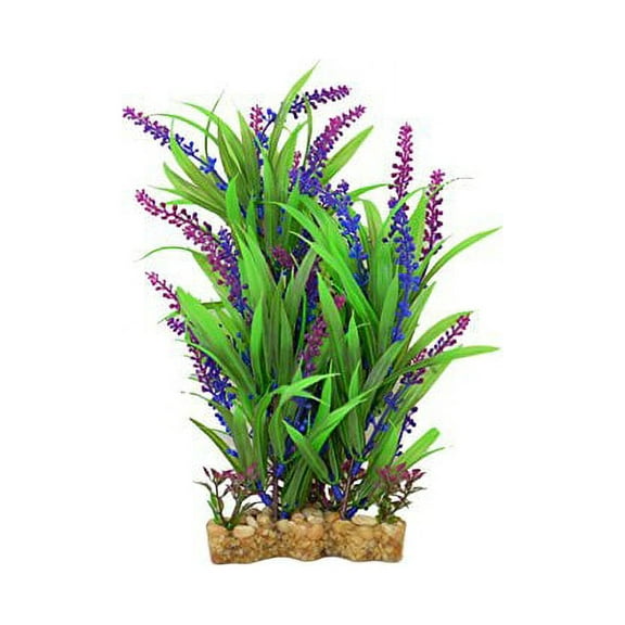 CNZ Aquarium Decor Fish Tank Decoration Ornament Artificial Plastic Plant Green/Purple, 11-inch