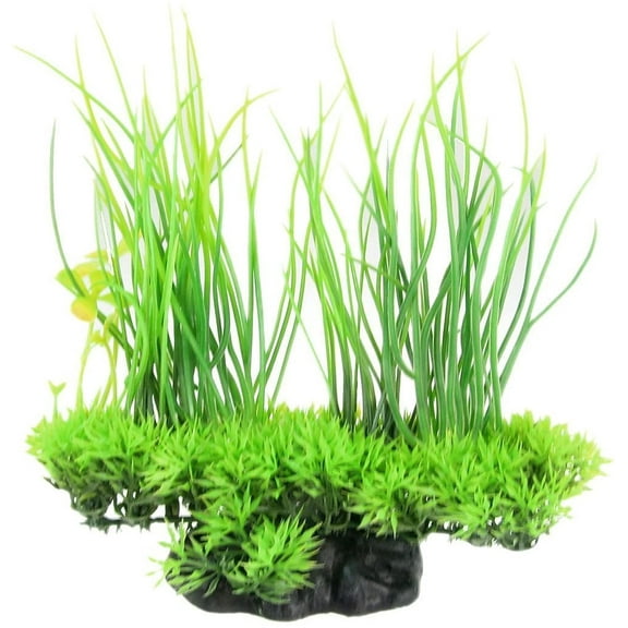 CNZ Aquarium Decoration Ornament Artificial Plastic Plant Green, 8.3-inch Green