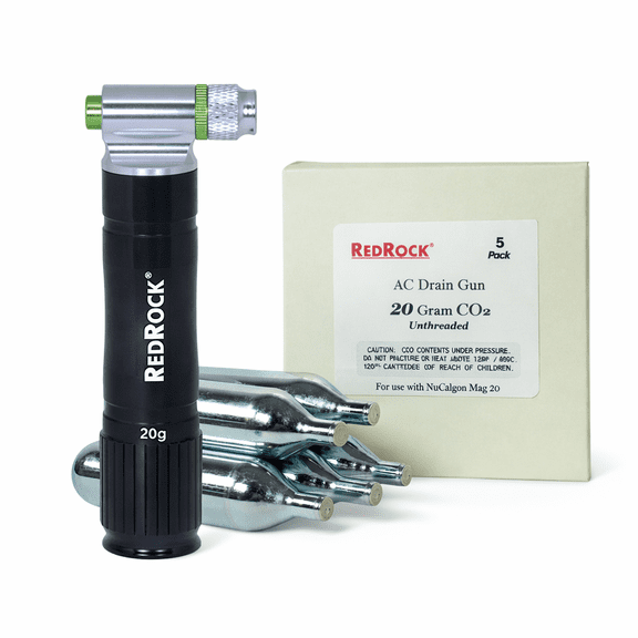 CO₂ Bike Tire Inflator Kit with 5×20g Unthreaded Cartridges – High-Volume CO2 Pump for Quick Tire Inflation on Road, Mountain & Hybrid Bikes (Presta/Schrader Compatible)