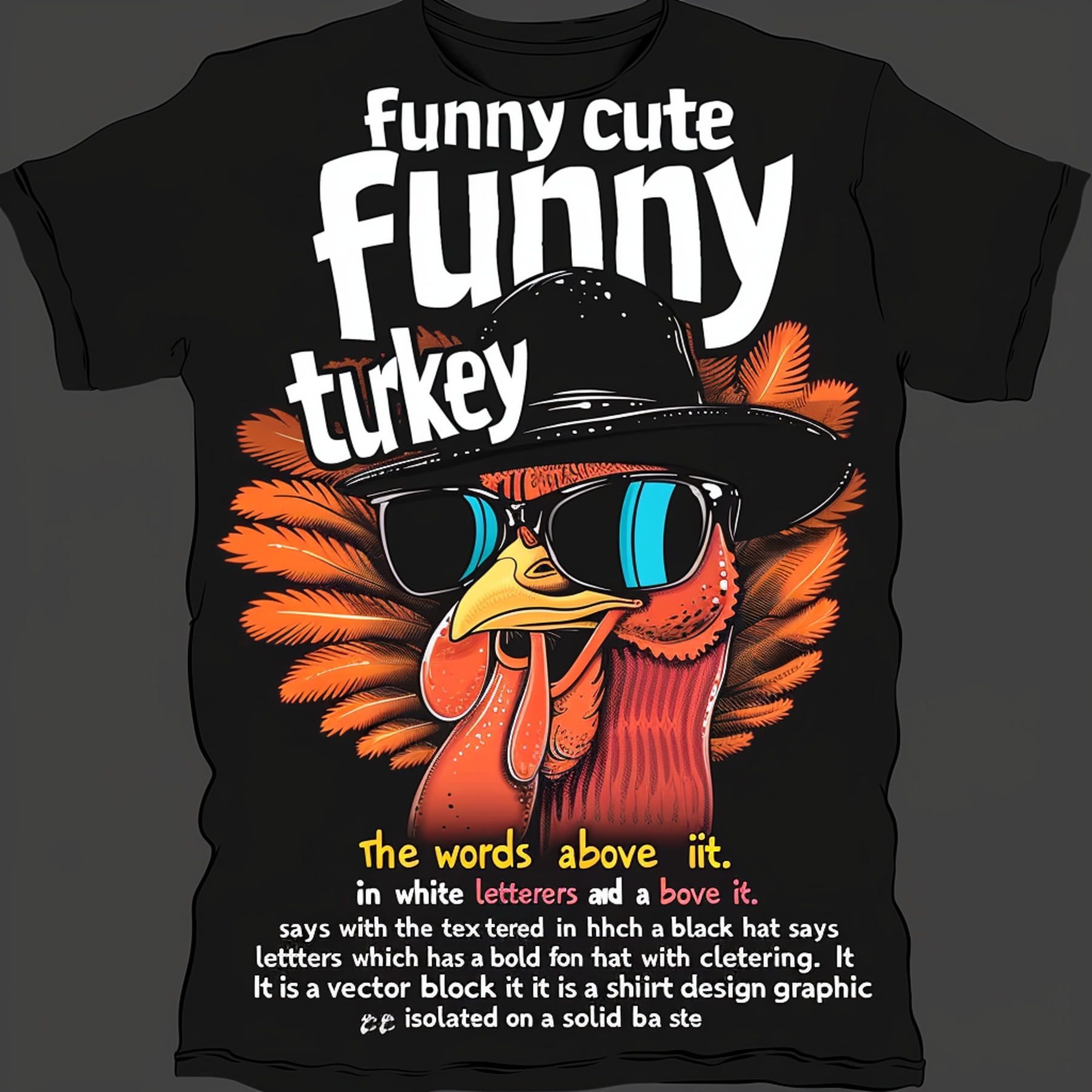 CO网首页 Funny Cute Turkey in Sunglasses Black TShirt Coolest Turkey in ...