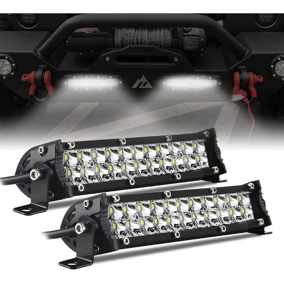 CO LIGHT 2PCS 8'' LED Light Bar Dual Row Mini Bar Lights 60W Flood Beam LED Driving Fog Lamp ATV Off Road Lights for Truck Trailer Marine Boat