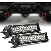 CO LIGHT 2PCS 8 LED Light Bar Dual Row Mini Bar Lights 60W Flood Beam LED Driving Fog Lamp ATV Off Road Lights for Truck Trailer Marine Boat