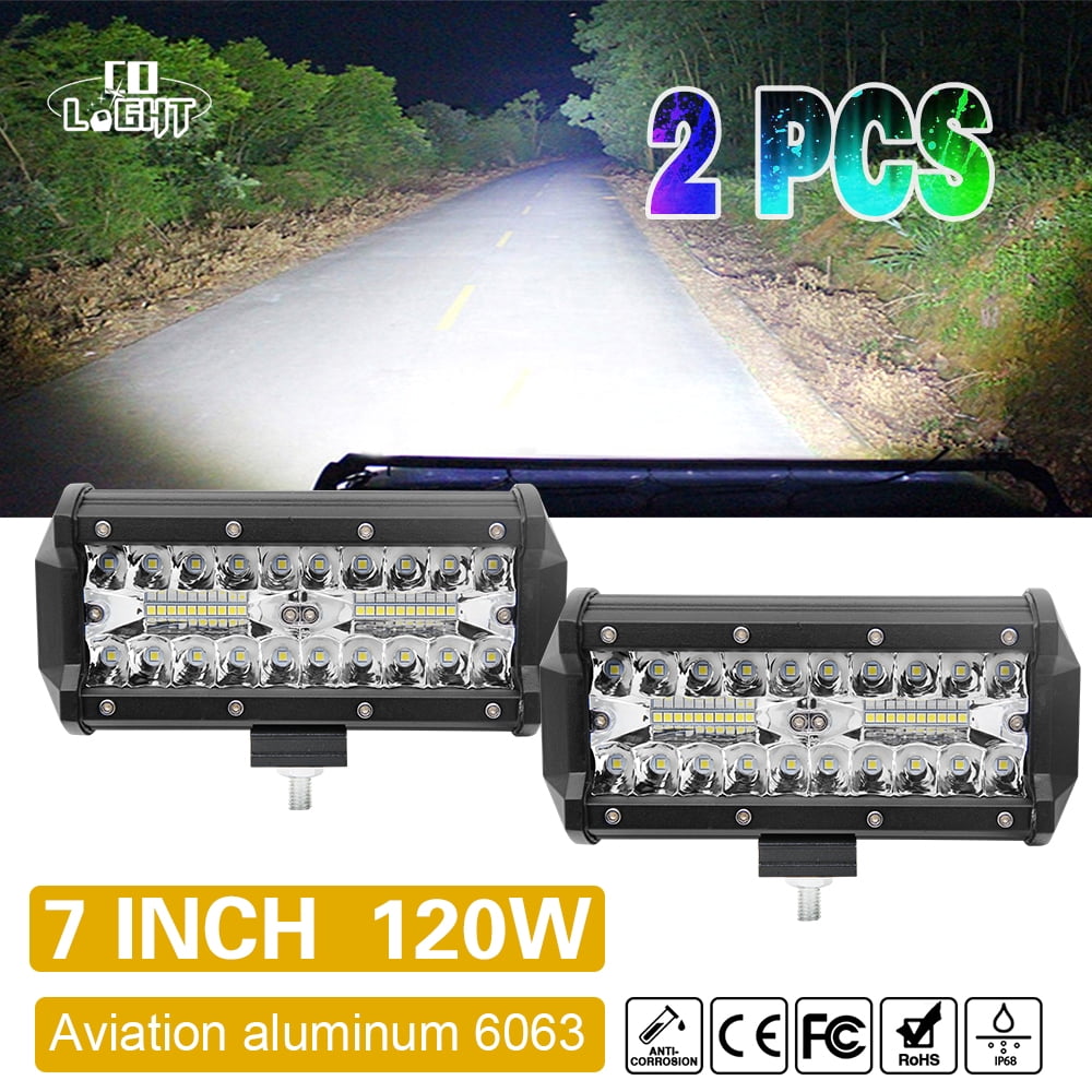 CO LIGHT 2pcs 120W Led Work Light Bar 7 for Tractor Boat OffRoad Truck