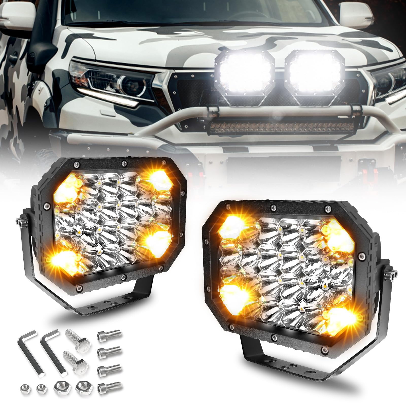 CO LIGHT 5x7 Inch AIF4 LED Driving Lights 7500LM Offroad Spot Flood