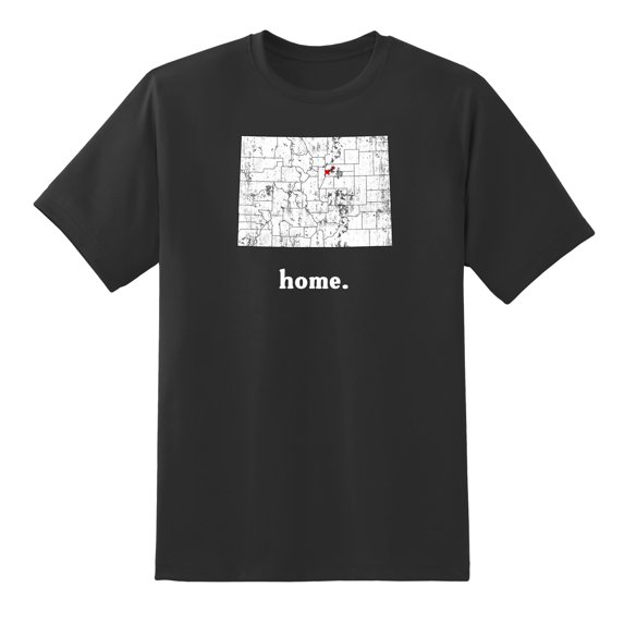 CO Map Colorado Home State Love Colorado Home Design T Shirt Black,S