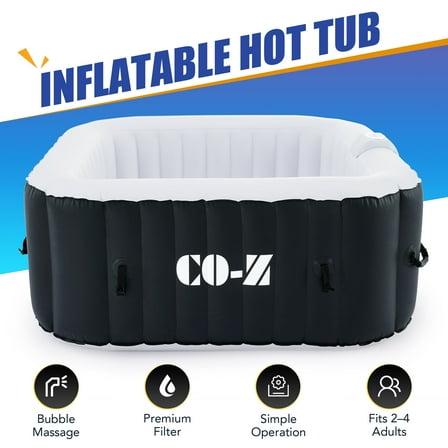 CO-Z 2-4 Person 5' Blow Up Hot Tub w 120 Air Jets Heater Cover Electric Pump Portable Pool Black