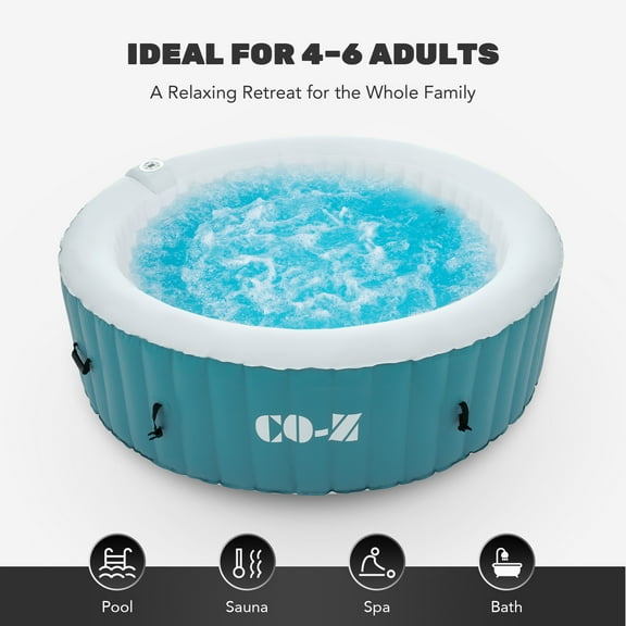 CO-Z 4-6 Person 7ft Inflatable Hot Tub Pool with Massage Jets and All Accessories Green