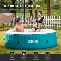 CO-Z 4-6 Person PVC Round Inflatable Hot Tub Portable Home SPA w 140 Air Jets, 2 Filters, Lockable Cover, Max 104℉, 82in, Blue
