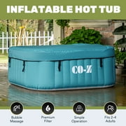 CO-Z 2-4 Person Inflatable Hot Tub Pool 5ft with Energy Efficient Spa Cover, Massage Jets and All Accessories Teal