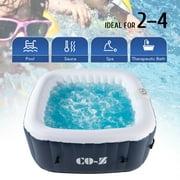 CO-Z 5x5ft PVC Square Inflatable Spa Tub & 120 Massaging Jets for Patio & More for 4-person Blue