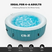 CO-Z 6 Person 7ft Inflatable Hot Tub Pool with Energy Efficient Spa Cover, Massage Jets and All Accessories Teal