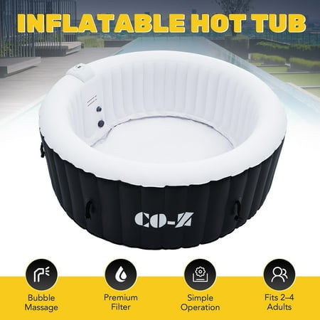 CO-Z 6 ft Blow Up Hot Tub with 120 Bubble Jets, Black