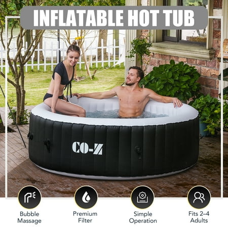 CO-Z 7' Inflatable Hot Tub Portable 4-6 Person Round Spa Tub for Patio Backyard Black