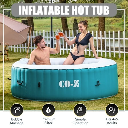 CO-Z 7' Inflatable Hot Tub Portable 4-6 Person Round Spa Tub for Patio Backyard Green