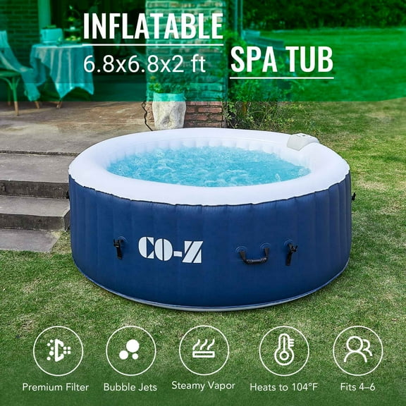 CO-Z Luxury Inflatable 6-Person Outdoor Spa Tub, Blue